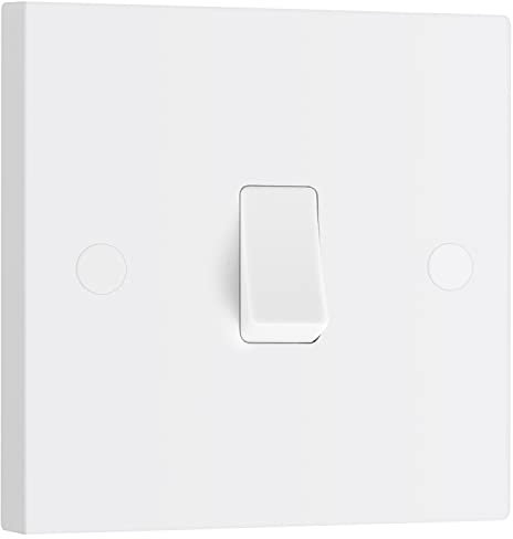 BG - Interruttore elettrico singolo, colore: Bianco, bianco, 912-0J