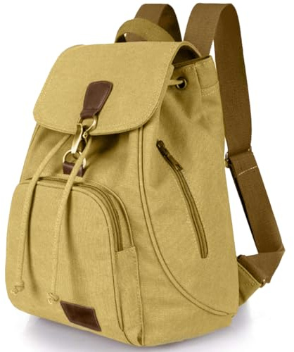 LassZone Rucksack für Damen und Mädchen, Vintage-Stil, mit Kordelzug, klein, Leinen, modisch, Mehrzweck, Freizeit, Schule, Reisetasche, Outdoor, Einkaufen, Tagesrucksäcke