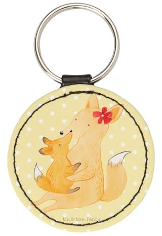 Mr. & Mrs. Panda Schlüsselanhänger Fuchs Mama - Geschenk, Schlüsselring, Schlüsselaccessoire, Personalisierbar, Lieblingstochter, Muttertag, Schlüsselband, Tochter, Handgemacht, Schoß