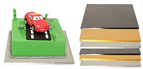 Tortenunterlage | Cake Board Drum |Tortenplatte & Kuchenplatte | Eckig Quadratisch Schwarz 35x35 cm 5 stk.