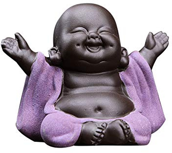 Kingzhuo Ceramic Little Cute Baby Buddha Statue Monk Figurine Buddha Figurines Home Decor Creative Baby Crafts Dolls Ornaments Gift Delicate Ceramic Arts and Crafts (Purple)