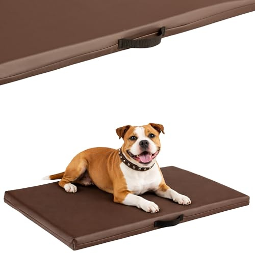 COOL PET Orthopädische Hundematratze, 89 × 62 × 5 cm – VISCO-Schaumstoff (Memory-Schaum), strapazierfähiger Bezug aus hochwertigem Kunstleder mit wasserabweisendem PVC-Anstrich, Made in EU, Braun
