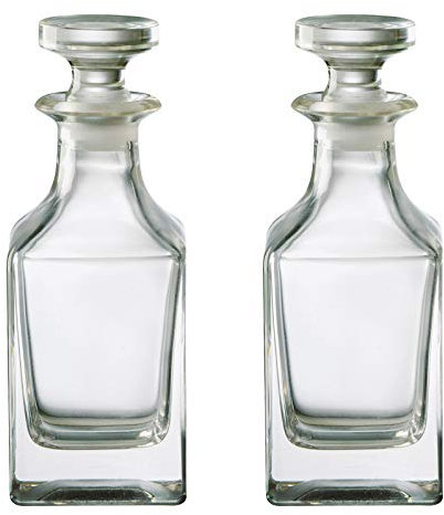 Dornberger Mini Square Decanter Set - 2 x 150 ml - Glass with Stopper - Stephanie Range - Classy Modern Wine Decanter