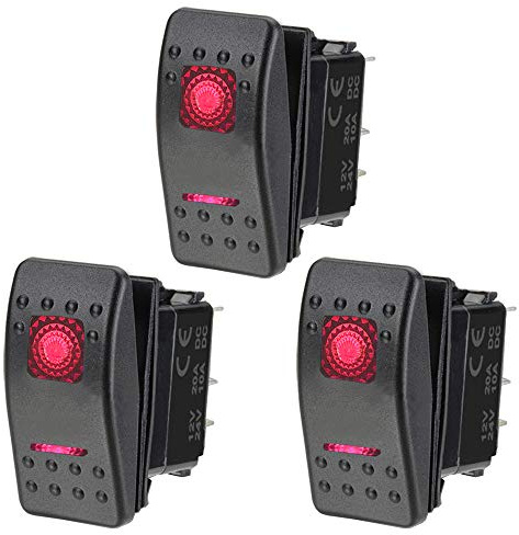 ETOPARS 3 X Schwerlast Auto Boot Wippschalter Instrumententafel Zwei Rot Licht AN AUS 5Pin SPST Kippschalter Wasserdicht 12V 20A 24V 10A