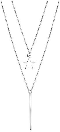Sofia Milani - Collar para Mujeres en Plata de Ley 925 - Cadena de Capas - Colgante de Barra Triángulo - 50316