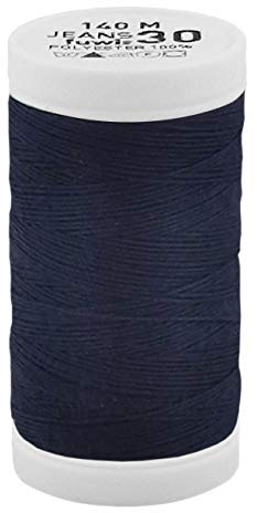 fuwi Jeansgarn Stärke 30 - Stapelgarn mit matter Optik - Extra starkes Nähgarn für Denim, Leder, Polster & Outdoor - 960 dtex, 140 Meter (0158 Dunkelblau)