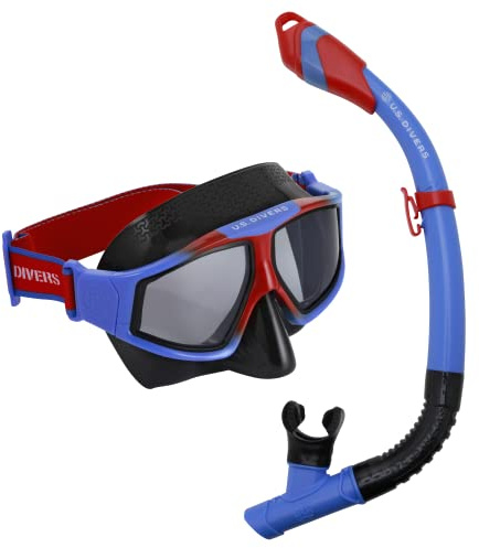 US.Divers Combo Avila,Tauchset, Tauchmaske und Schnorchel mit Ventil für Erwachsene mit UV-Schutz, Anti-Beschlag und Auslaufschutzgläsern, Wassersport, Schnorcheln, Männer und Frauen, Silikonmaske