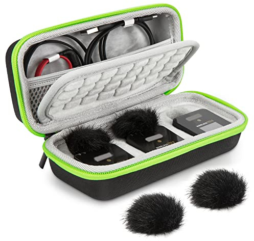 YOUSHARES Rode Wireless Go 2 Zubehör Case - Hart Tasche Hülle mit 2 Mikrofon Pelz Windschutze für Rode Wireless GO II/RØDE Wireless GO Compact Mikrofonsystem Kabellos (Schwarz)