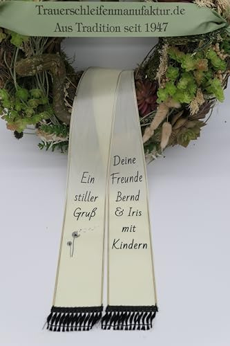 Trauerschleife Kranzschleife nach Kundenwunsch bedruckt (100 mm, creme)
