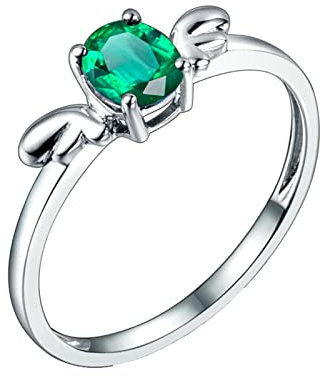 Dsnyu Ring Silber Damen Vintage Ringe Hochzeit Vintage 0.5ct Labor Erstellt Smaragd Vorsteckring Weißgold 65 (20.7)