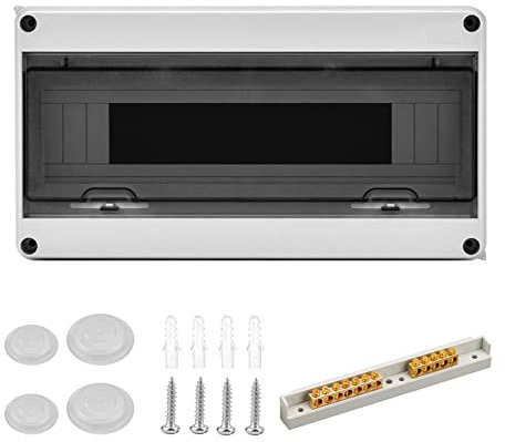 Boîtier Étanche IP65 pour Pièces Humides, Boîte à Fusibles en Saillie, Répartiteur Électrique Extérieur (15 Modules), Pour Jardin ou Colonnes de Chargement