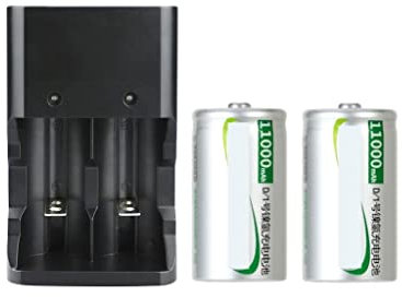 Juego de baterías Recargables n. ° 1, Calentador de Agua de 10000 MAh, Estufa de Gas, Tipo D Grande, 1 Carga, 2 Potencia (Color : 11000mAh, Size : Two)