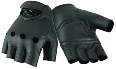 BLACKWILD Fingerlose Handschuhe | Ohne Finger Leder Motorradhandschuhe Herren und Damen| Fingerlos Fahrradhandschuhe,Gym Fitness Handschuhe auch für MTB und Taktische