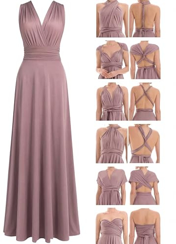 Juvell Vestido de Dama de Honor Largo Infinity Dress Maxi para Boda - 1000 | Vestido cruzado multiuso, elegante y festivo, para bodas, bailes de fin de curso y damas de honor