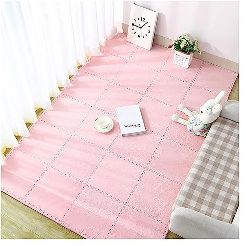 10 Stück Ineinandergreifende Teppichfliesen, 12 X 12 Plüschschaum-Bodenfliesen, Flauschige Quadratische Puzzle-Spielmatte, Yogamatten-Teppiche Für Schlafzimmer, Erkerfenster(Color:Rosa)