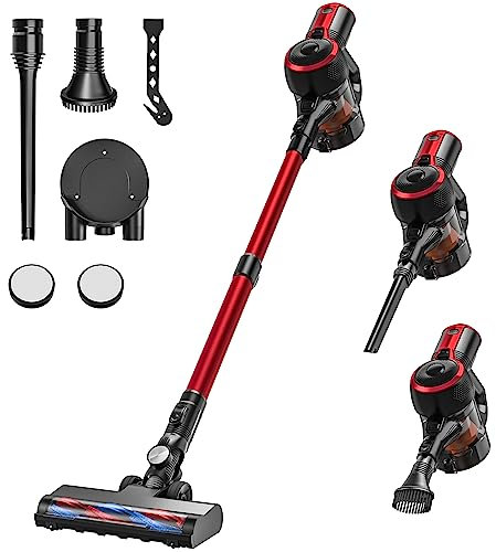 CONOPU Aspirapolvere Senza Fili 25Kpa, Potente Scopa Elettrica Senza Fili da 160W con 2 Modalità, scopa elettrica Luci a LED, Batteria Rimovibile, Autonomia Fino a 38minuti