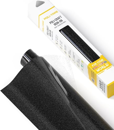 POLI-FLEX® PEARL GLITTER® - glitterfolie för textilier - Värmeöverföringsfilm med glittereffekt för påvärmning, plotterfolie för DIY-kläder, Svart, 30,5 cm x 61 cm