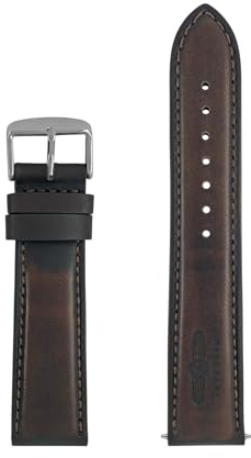 Zeppelin Uhrenarmband Leder dunkelbraun mit bronzefarbener Naht 22 mm