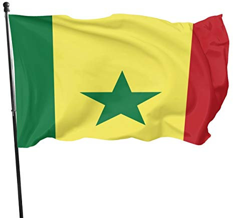 Drapeau du Sénégal - 1,5 x 0,9 m - Durable - Pour maison, cour, décoration d'intérieur - Décoration saisonnière et estivale - Pour la maison, le jardin