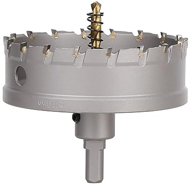 Vearter 100mm Lochsäge mit Titanbeschichteter Zentrierbohrer für Metall | Industrie-Hartmetall Lochbohrer, Geometrischer Zahnstruktur, Deep Drilling Hartmetallbohrer für Edelstahl, Baustahl