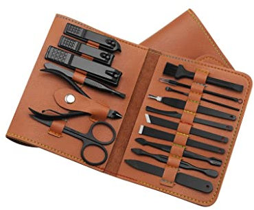 Set de Manicura Pedicura Set de manicura portátil Set de 16 piezas Conjunto de clavos Clipper Conjunto Decoración Foot Care Beauty Set Cuidado de uñas con funda portátil Manicura Pedicura Kit ( Color