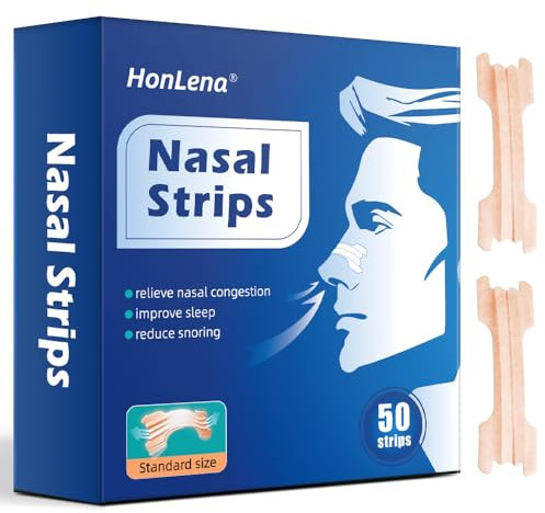Nasal Strips,50 Count Anti Snoring Devices,Nose Strip to Stop Snoring and Relieve Nasal Congestion,Drug-Free,Help You Breathe Through Your Nose & Improves Sleep, Stop Snoring Aids for Men & Women