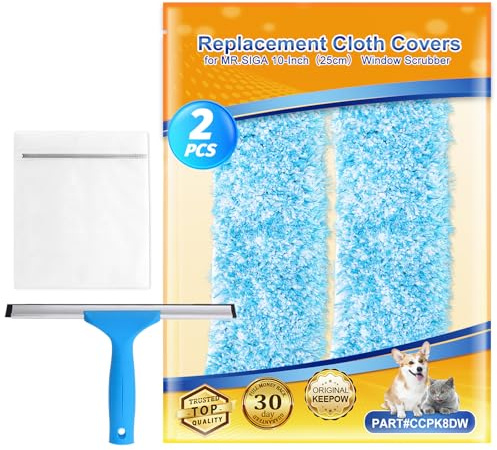 ZaKaBox 10 Microfiber Scrubber Replacement Head for MR.SIGA Squeegee, Universal 25 cm Window Cleaning Equipment, Scrubber Refill Sleeve
