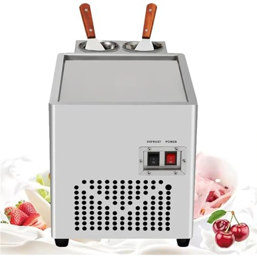 RayGenius Commercial Fried Ice Cream Roll Machine, Yoghurt Fried Ice Cream Machine, Automatic Ice Cream Machine with 2 Ice Cream Scoops Pot Roller