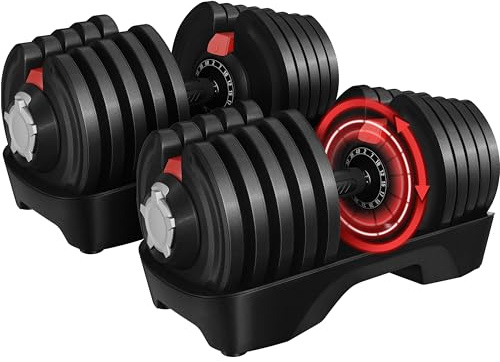 Yaheetech Set di 2 Manubri Regolabili Manubrio 16 in 1 Palestra con Regolazione da 2 a 40 kg Manubri Corti con 10 Pesi per Casa Ufficio Palestra 2 Pezzi