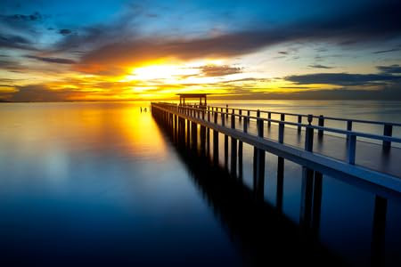 adrium Acryl-Bild 90 x 60 cm: Brücke ins Meer bei Sonnenuntergang (47032869)