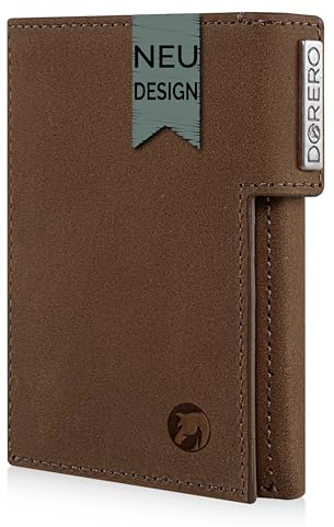 DORERO Slim Wallet - Mini Geldbörse Herren & Damen klein - RFID Schutz - Herren Geldbeutel mit Münzfach Portemonnaie - Kreditkartenetui für bis zu 11 Karten (Vintage Braun)