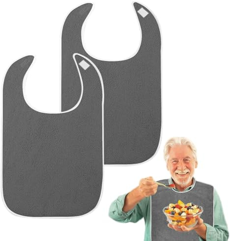 Mecmbj Lätzchen für Erwachsene, Wasserdichte, Latz für Erwachsene | 2 Stück Waschbar Latz für Senioren,Schlabberlatz für Erwachsene,Unisex Kleiderschutz mit Klettverschluss für Ältere Menschen