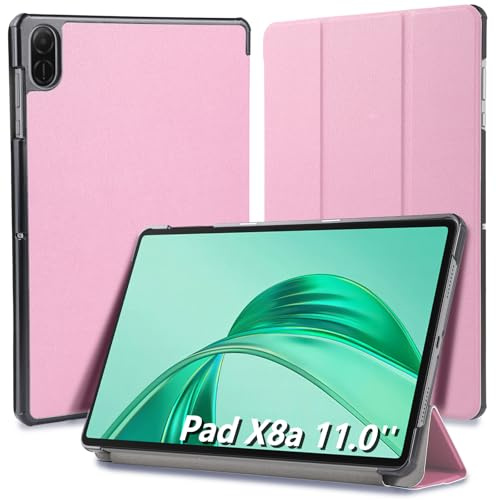 Hianjoo Hülle Kompatibel für Huawei Honor Pad X8a 11 Zoll, Ultra Dünn Leder Schutzhülle mit Standfunktion Kompatibel für Huawei Honor Pad X8a 11 2024, Rosa