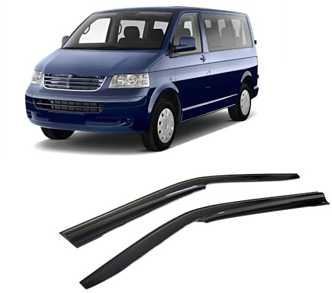 CarJoy Windabweiser Luftabweiser Regenabweiser Seitenfensterabweiser Kompatibel mit VW Transporter T5 T6 2003-2021 Autofenster Regenschutz Anklebbare Deflektoren Externe Passform 2 Stück