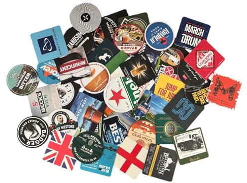 Beer Mat Collection, 50 Assorted British Pub Coasters, Bar Memorabilia