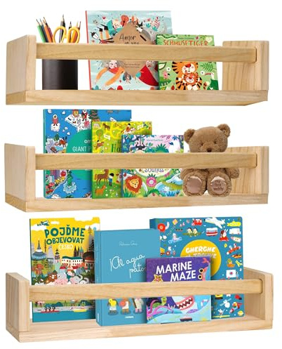 Aramanara 3 PCS 16.5 in Nursery Floating Shelves, Wood Nursery Bookshelves