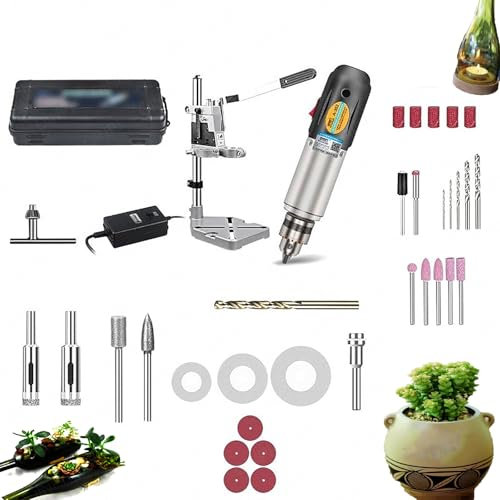 QINPI Taglierina elettrica per Bottiglie di Vetro, con 36 Utensili, Macchina Multifunzionale per Il Taglio di Bottiglie, per forare, levigare, lucidare, smerigliare e Tagliare Bottiglie di Vino
