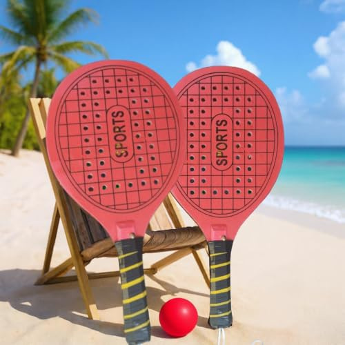 Coppia Racchette da Spiaggia Beach Tennis con Pallina Morbida Set Racchettoni Mare per Gioco all’Aperto, Mare, Spiaggia e Giardino, Ideale per Bambini e Adulti