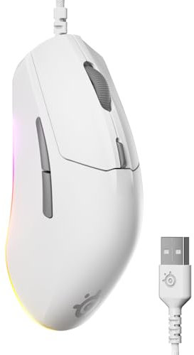 SteelSeries Rival 3 Gen 2 - Souris Gaming 8500 DPI - Capteur Optique TrueMove Core - Durabilité 60 Millions de clics - Faible Latence - Poids léger 77 g - Patins 100% PTFE - RGB - Blanc