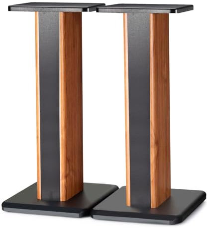 LVRUIEDS Coppia di supporti per altoparlanti in legno, universali da pavimento da 30-90 cm, resistenti e surround, per home theater, con funzione di sintonizzazione riempita con sabbia (legno, 40 cm)