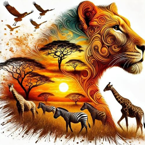 RICUVED 5D Löwe Diamond Painting Diamant Painting Bilder Tiere Diamond Art Erwachsene Full DIY Diamant Kunst Malerei Stickerei Set Kreuzstich 30x30cm
