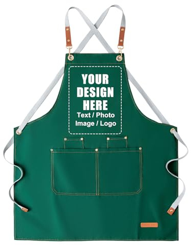 Generisch Schürze Personalisiert mit Bild und Text, Grillschürze Herren Damen, Verstellbare Kochschürze mit Taschen, Wasserdichte Schürzen für Küche Grill Garten