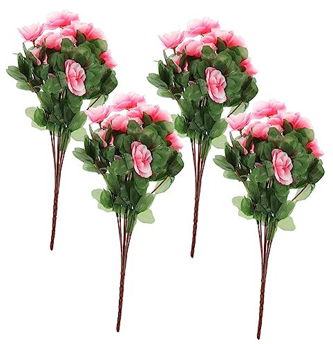 Healifty 4 pièces Fleurs Artificielles Soie de Rhododendrons Décoratifs pour Décoration de Maison Arrangement Floral Élégant et Accessoire Photo