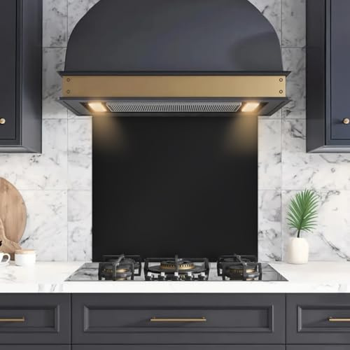 eR Home 600x650MM Stainless Steel Splashback for Kitchen With Black Brushed Finish, 1mm Thick Kitchen Splashback for Cooker with Adhesive/Glue included | Easy to Install & Clean