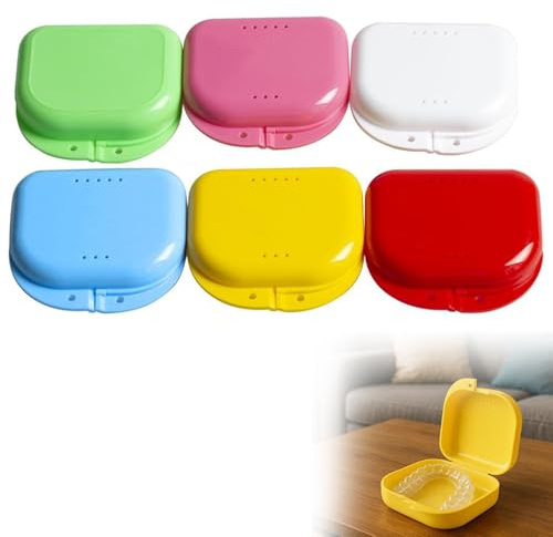 Etui Pour Appareils Dentaires,Boîtes de Rangement pour Prothèse Dentaire,Boite Appareil Dentaire,Boîte d'Orthodontie,Orthodontiques Garde Dentaires Dentier,avec Trous de Ventilation Étui,6 Pièces