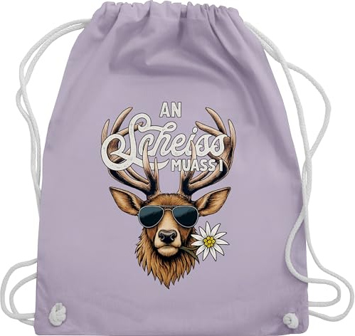 Shirtracer Turnbeutel Rucksack - Kompatibel mit Oktoberfest Tasche - An Scheiss muass i Hirsch - lustig Trachten Outfit - Unisize - Pastell Lila - trachtenrucksack bayrische trachtentaschen bayrisch