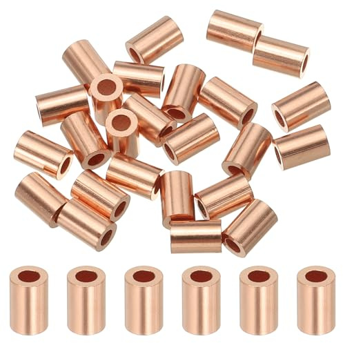 QUARKZMAN 1/16 tum (1,5 mm) kabelhylsa, runda kopparhylsor och metallhylsa, guld 25 st
