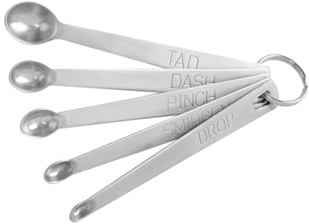Ipetboom 5 piezas Cucharas Medidoras de Acero Inoxidable Resistentes Diseño sin Juntas Gancho para Colgar para Ingredientes Secos y Líquidos Cocina y Repostería