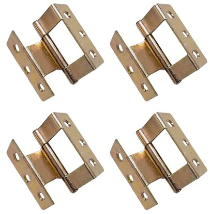 Leliafleury 4Pcs Cranked Flush Hinge 51x16x1.5MM Four Fold Hinges for Windows Cabinets Boxes, Colorful Zinc