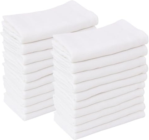 Clinotest Mullwindeln Spucktücher Baby Set – 20 Stück, 80x80 cm, Waschbar bis 95°C, Kochfeste Mulltücher, 100% Baumwolle, Keine Einlaufen, Ideal als Schmusetuch oder Lätzchen, Weiß